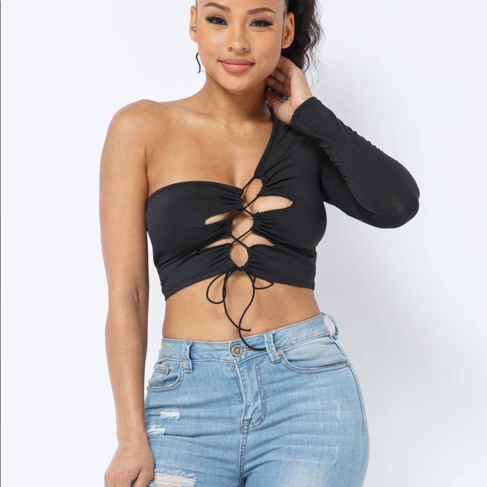 Open tie crop top
